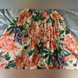 H&M Cotton Floral Midi Skirt NWT